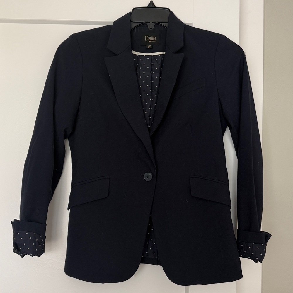Dalia Women's Dark Blue Blazer with Polka Dot Lining